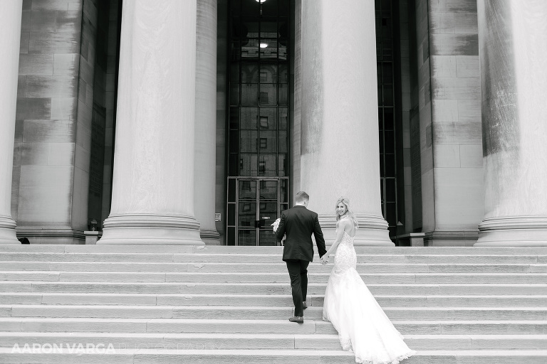 24 mellon institute columns bride groom(pp w768 h512) - Kara + Brett | Pittsburgh Airport Marriott Wedding Photos