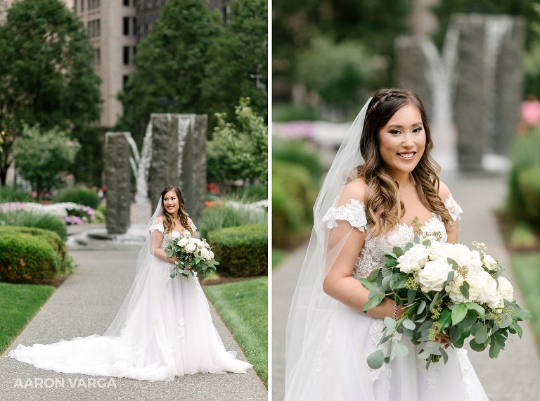 27 bride at mellon green fountain(pp w768 h570) - Jennifer + Joshua | West End Overlook and Monterey Bay Wedding Photos
