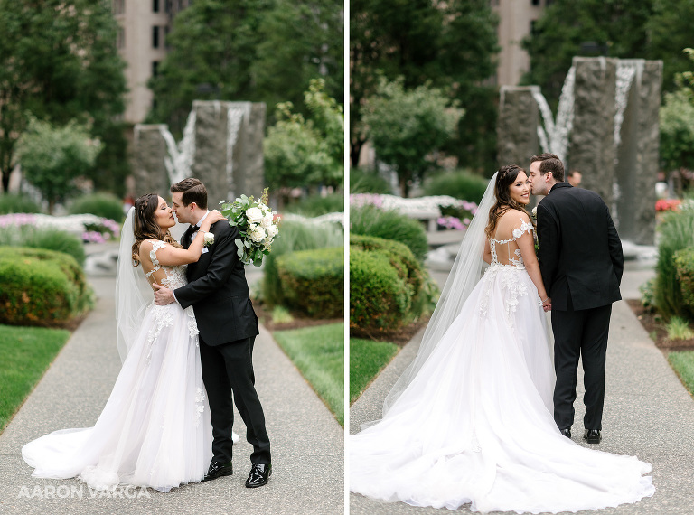 29 bride groom downtown fountain(pp w768 h570) - Jennifer + Joshua | West End Overlook and Monterey Bay Wedding Photos