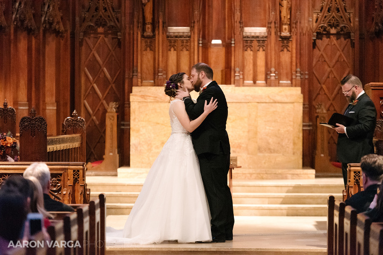 21 first kiss heinz chapel(pp w768 h512) - Laura + CJ | Renaissance Pittsburgh Hotel Wedding Photos
