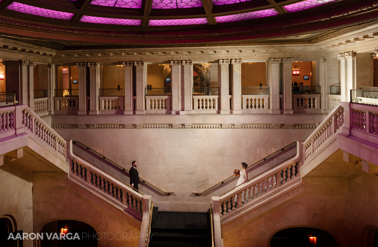 50 renaissance hotel staircase(pp w768 h502) - Laura + CJ | Renaissance Pittsburgh Hotel Wedding Photos