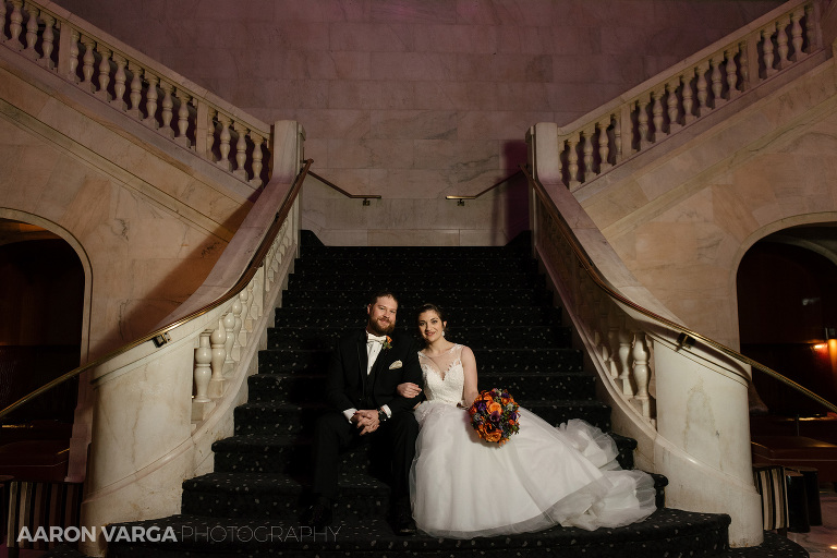53 wedding on renaissance hotel pittsburgh stairs(pp w768 h512) - Laura + CJ | Renaissance Pittsburgh Hotel Wedding Photos