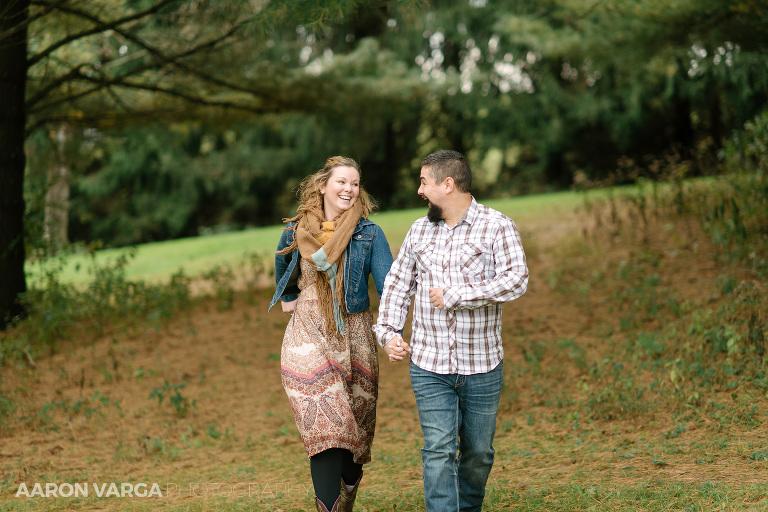 01 shady elms farm engagement running(pp w768 h512) - Megan + Brian | Shady Elms Farm Engagement Photos