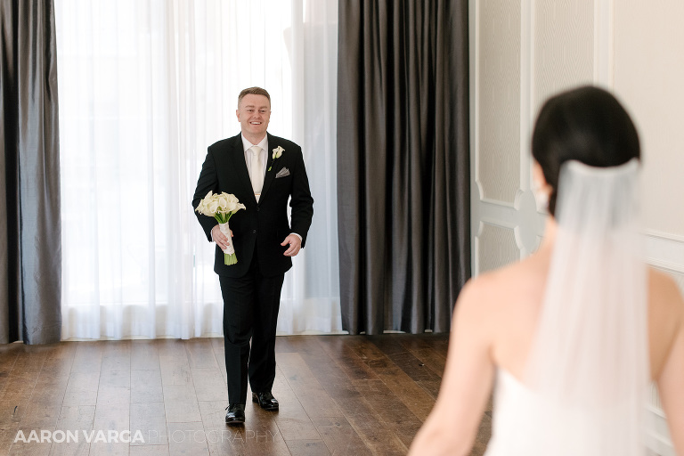 12 hotel monaco first look groom(pp w768 h512) - MJ + Michael | Hotel Monaco Wedding Photos