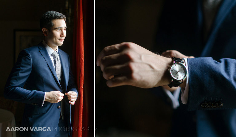 12 groom window light(pp w768 h448) - Celeste + Tim | Fox Chapel Presbyterian Church and Longue Vue Club Wedding Photos