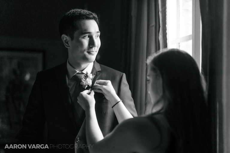 13 groom getting ready window light(pp w768 h511) - Celeste + Tim | Fox Chapel Presbyterian Church and Longue Vue Club Wedding Photos