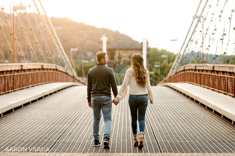 16 wheeling waterfront bridge(pp w768 h512) - Stephanie + Tyler | Wheeling Waterfront Engagement Photos