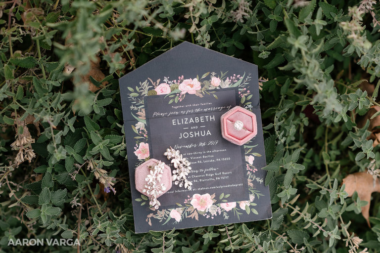 04 invitations wedding flat lay(pp w768 h512) - Liz + Josh | Chestnut Ridge Golf Resort Wedding Photos