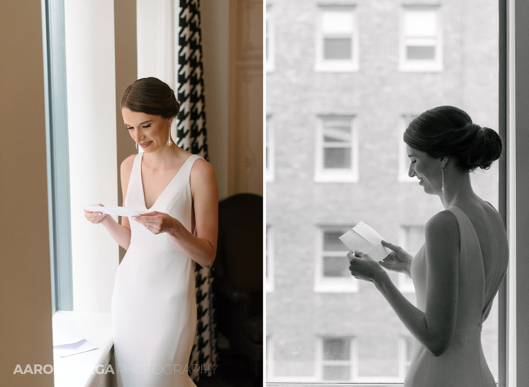 09 bride reading letter(pp w768 h561) - Emily + Keith | Hotel Monaco