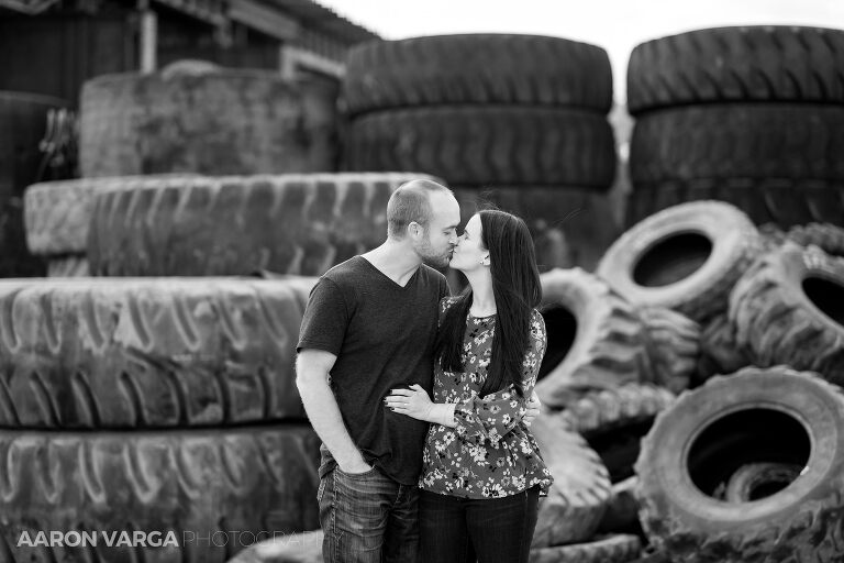 07 strip district tire yard(pp w768 h512) - Morgan + Greg | Strip District Engagement Photos