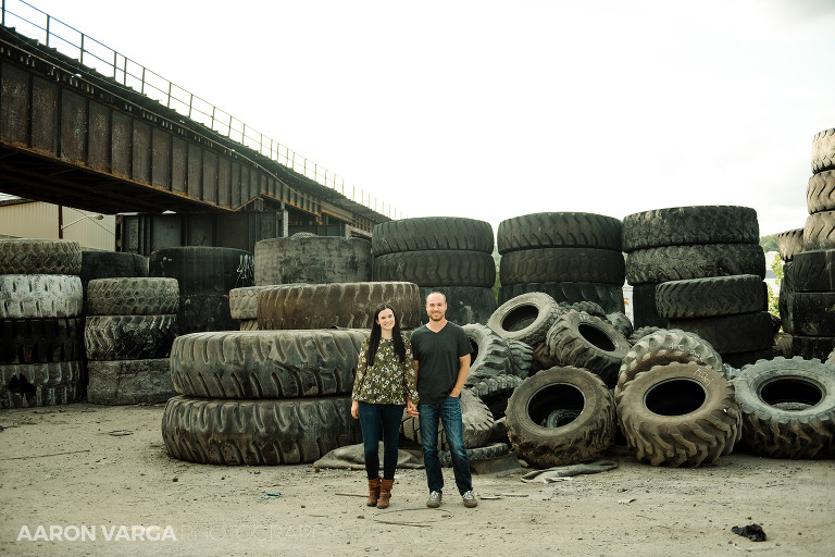 08 tire yard engagement photos(pp w768 h512) - Morgan + Greg | Strip District Engagement Photos