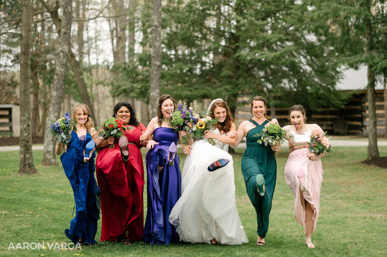 05 rainbow bridesmaid dresses(pp w768 h511) - Allison + Bill | Oak Lodge Wedding Photos