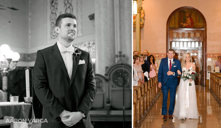 08 groom seeing bride first time(pp w768 h448) - Missy + Joe | Omni William Penn Hotel Wedding Photos