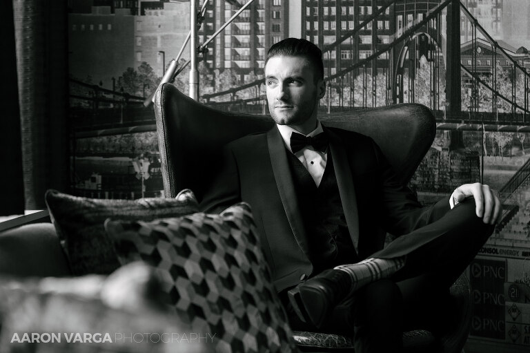 10 renaissance hotel groom photo(pp w768 h511) - Dakota + Carlo | Renaissance Pittsburgh Hotel Wedding Photos