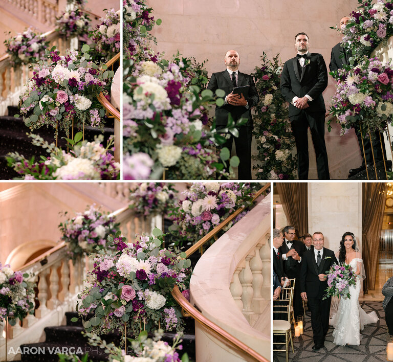 16 renaissance hotel stairs wedding ceremony flowers(pp w768 h708) - Dakota + Carlo | Renaissance Pittsburgh Hotel Wedding Photos