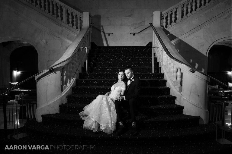 46 renaissance hotel stairs wedding photo(pp w768 h511) - Dakota + Carlo | Renaissance Pittsburgh Hotel Wedding Photos