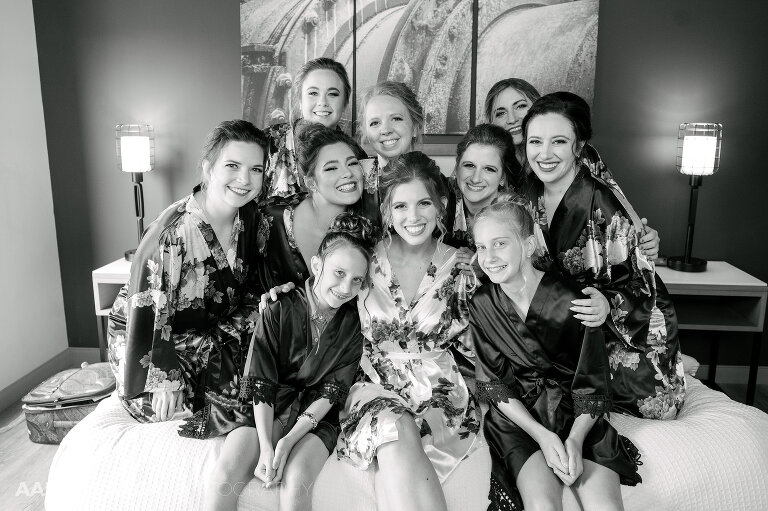 05 bridesmaids getting ready hotel indigo(pp w768 h511) - Chelsea + Matt | Le Mont Restaurant Wedding Photos