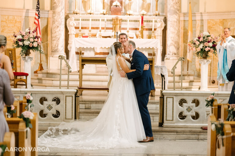 10 lemont wedding first kiss(pp w768 h511) - Chelsea + Matt | Le Mont Restaurant Wedding Photos