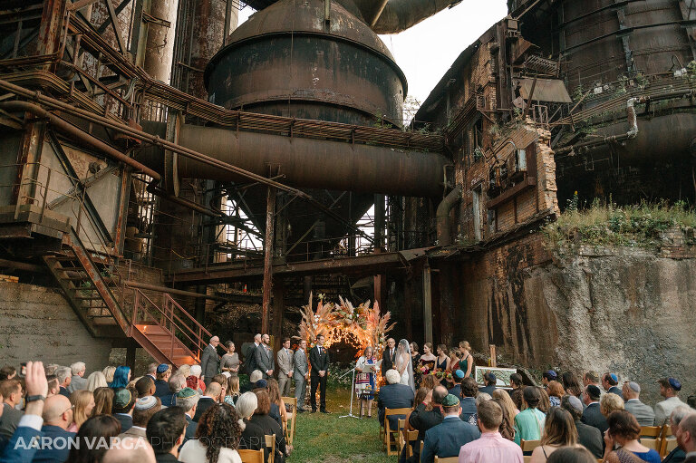 37 carrie furnace outdoor wedding ceremony(pp w768 h511) - Emily + Eli | Carrie Furnace Wedding Photos