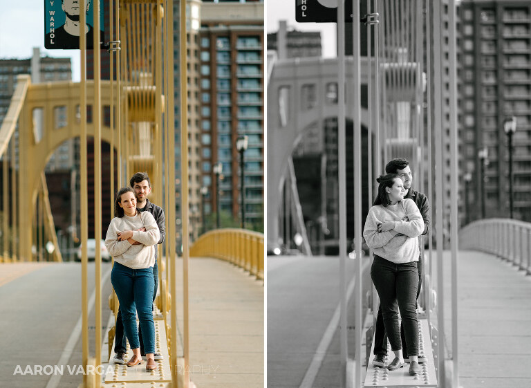 24 yellow bridge pittsburgh engagement session(pp w768 h561) - Anna + Josh | North Side & North Shore Engagement Photos