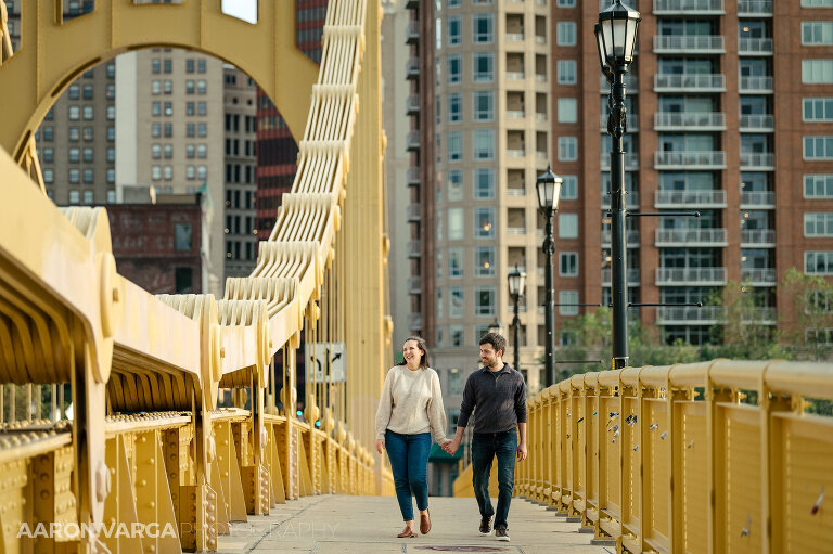 25 downtown pittsburgh yellow bridge engagement(pp w768 h511) - Anna + Josh | North Side & North Shore Engagement Photos
