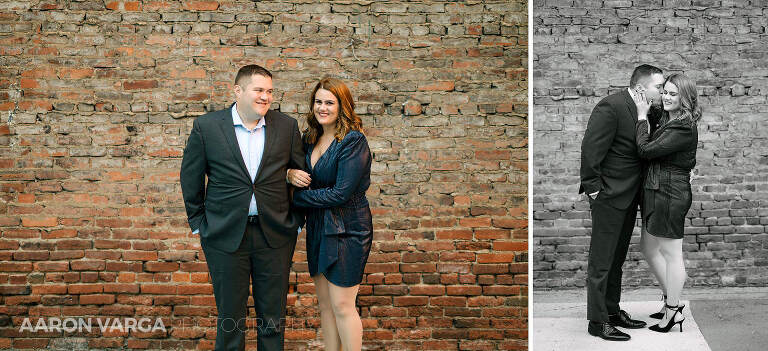 03 downtown pittsburgh engagement session brick wall(pp w768 h351) - Julia + Ryan | Downtown and Mt. Washington Engagement Photos