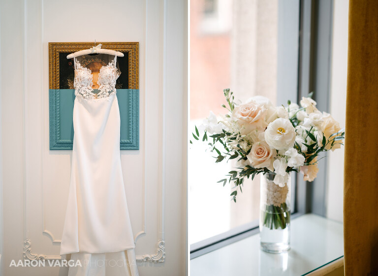 05 hotel monaco wedding dress flowers(pp w768 h561) - Elizabeth + Dan | Hotel Monaco & MuseumLab Wedding Photos