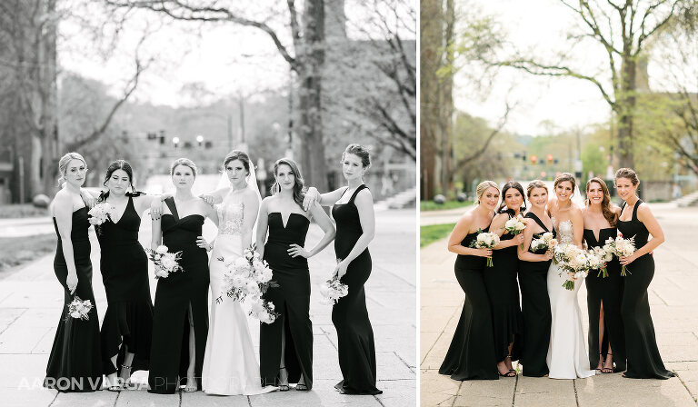 27 black bridesmaid dresses 1(pp w768 h448) - Elizabeth + Dan | Hotel Monaco & MuseumLab Wedding Photos