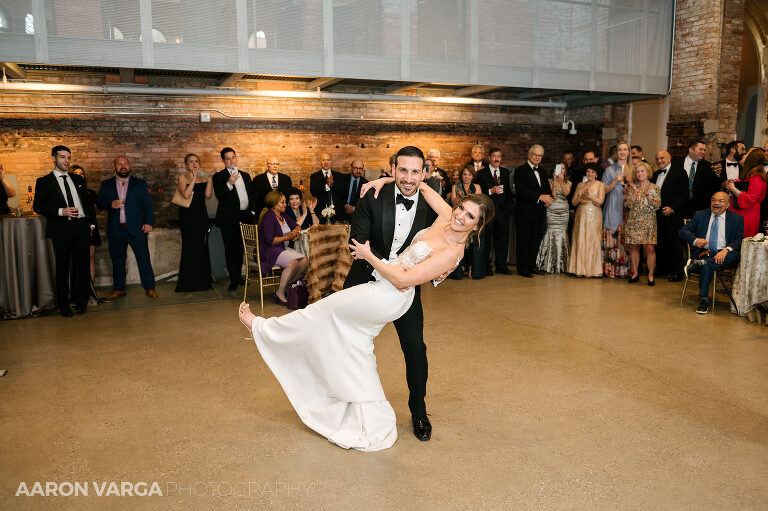 51 museumlab wedding first dance dip(pp w768 h511) - Elizabeth + Dan | Hotel Monaco & MuseumLab Wedding Photos