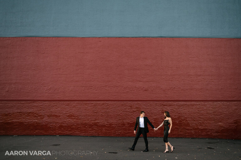 07 red wall downtown pittsburgh engagement(pp w768 h510) - Meredith + LJ | Downtown Pittsburgh and North Shore Engagement Photos