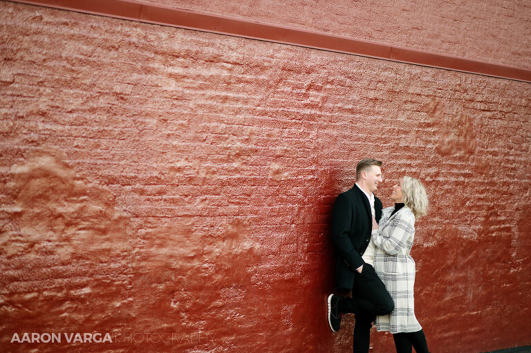 18 downtown pittsburgh red wall engagement(pp w768 h511) - Kassandra + Nate | Cocktail Bar and North Shore Engagement Photos