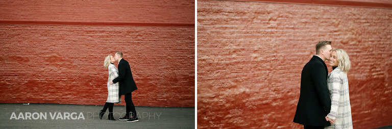 19 engagement photos red wall downtown pittsburgh(pp w768 h253) - Kassandra + Nate | Cocktail Bar and North Shore Engagement Photos