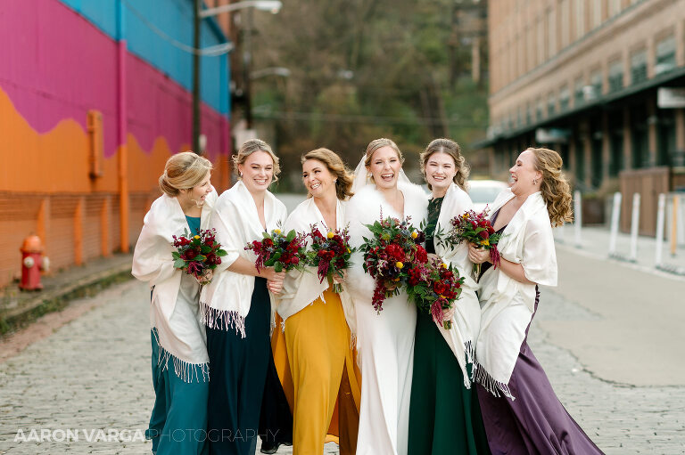 21 rainbow bridesmaid photos 1(pp w768 h511) - Brenna + Garrett | Energy Innovation Center Wedding Photos