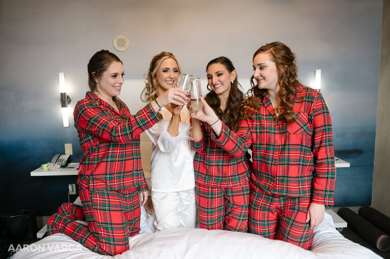 10 renaissance hotel pittsburgh toasts bridesmaid pajamas(pp w768 h511) - Ashley + Jordan | Renaissance Pittsburgh Hotel Wedding Photos