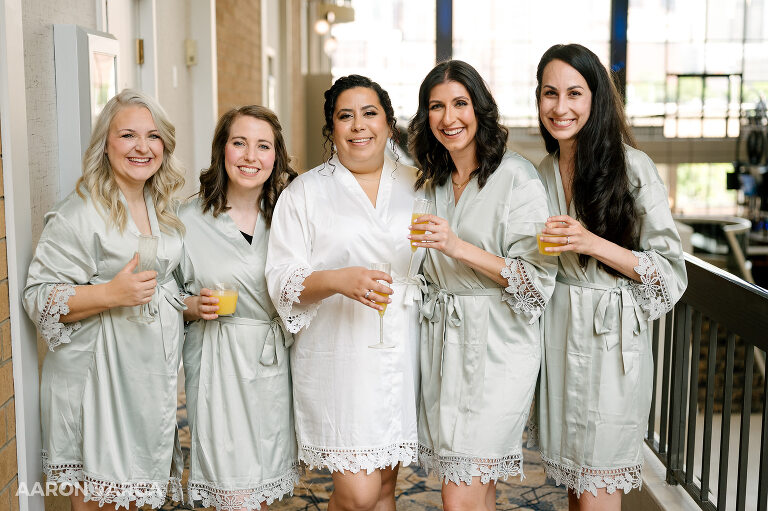 03 sheraton station square bridesmaid robes(pp w768 h511) - Sarah + Matt | Grand Concourse Wedding Photos
