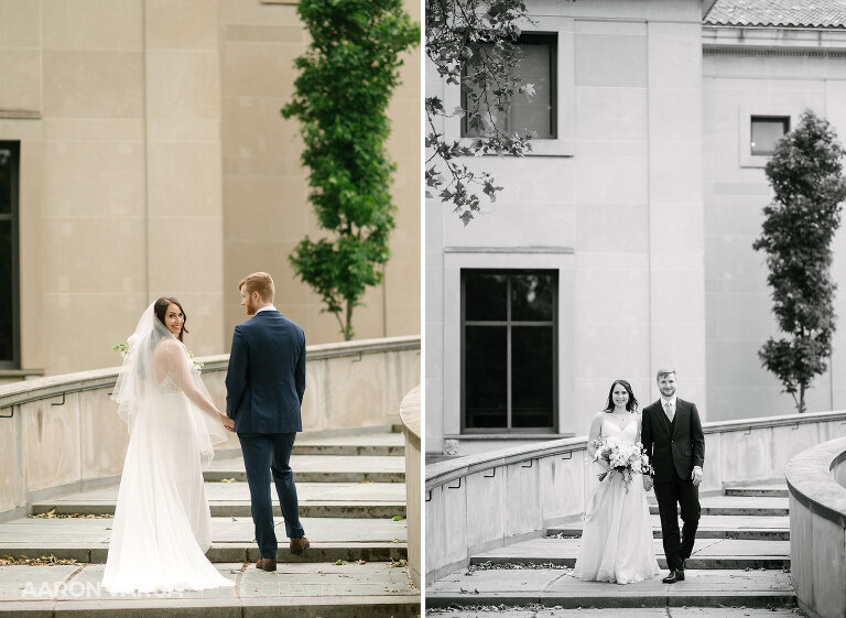 23 frick fine art stairs wedding(pp w768 h561) - Adriana + Chris | Phipps Conservatory Wedding Photos