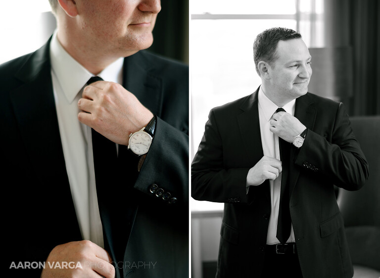 10 renaissance hotel pittsburgh groom(pp w768 h561) - Katie + Shane | Renaissance Pittsburgh Hotel Wedding Photos