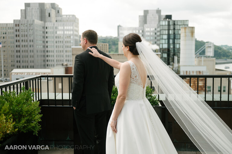 12 renaissance hotel pittsburgh wedding first look(pp w768 h511) - Katie + Shane | Renaissance Pittsburgh Hotel Wedding Photos