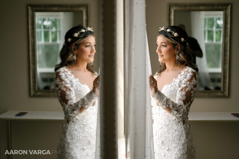 11 bride getting ready reflection(pp w768 h511) - Amanda + Martin | Montour Heights Country Club Wedding Photos