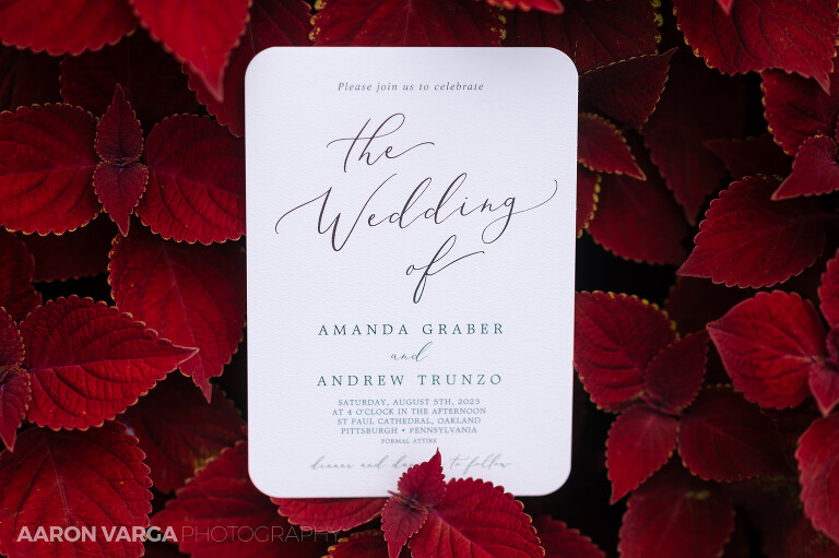 05 wedding invites wyndham university hotel (pp w768 h511) - Amanda + Andrew | Soldiers & Sailors Memorial Hall Wedding Photos
