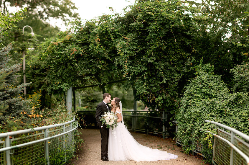 Bride and groom at the West End Overlook